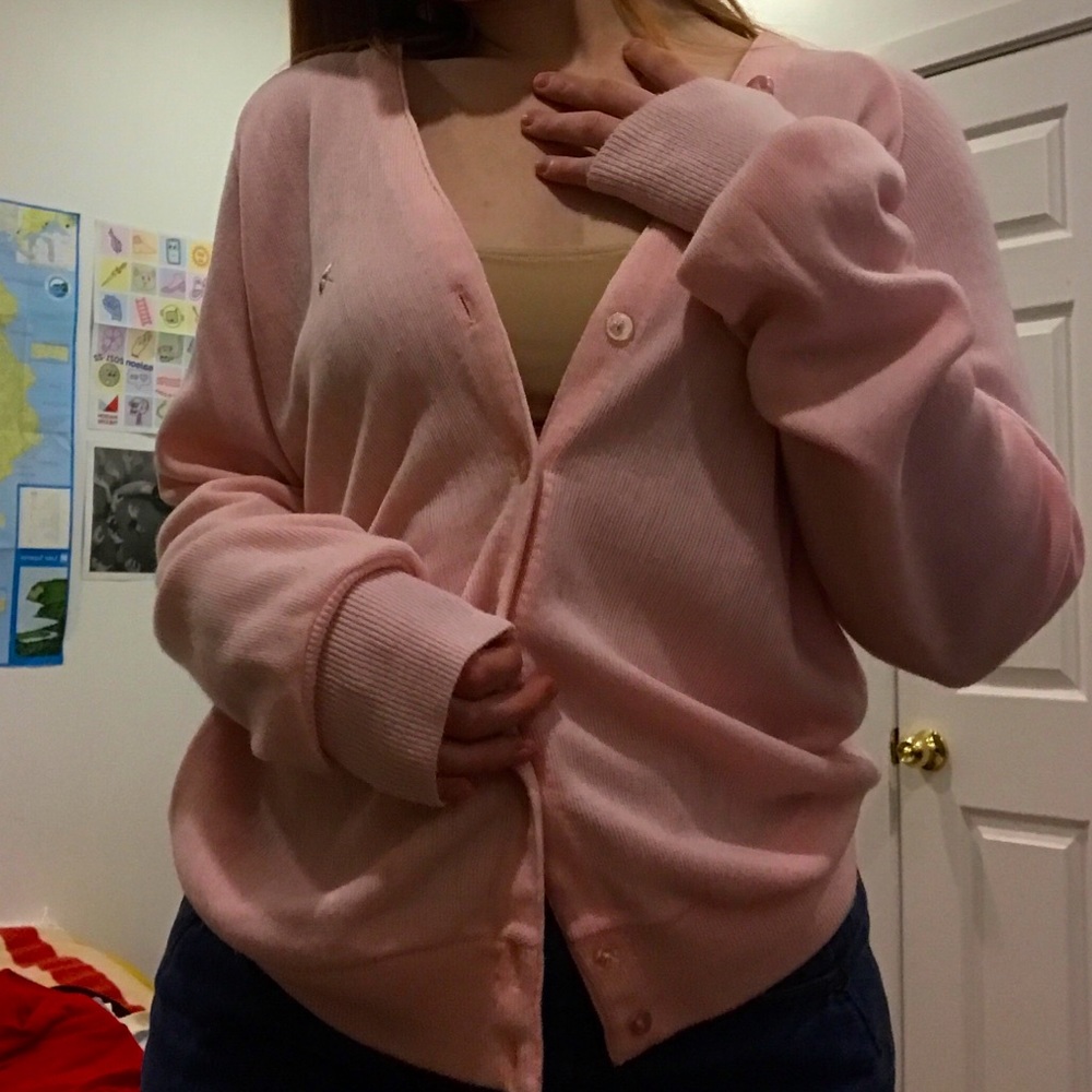 Vintage Arnold Palmer baby pink Cardigan💕 size M
